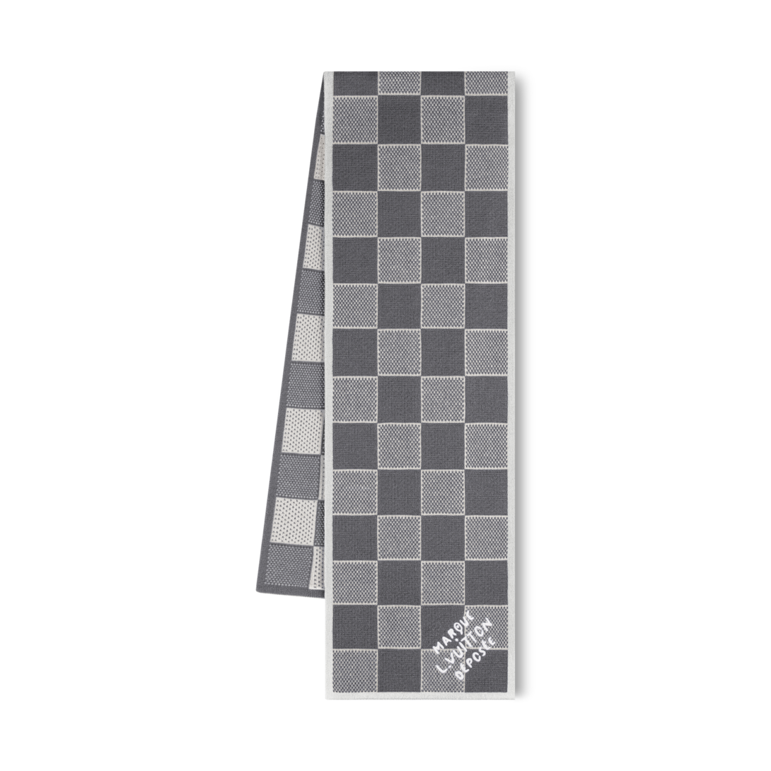 LOUIS VUITTON チェックスカーフ Damier Heritage Scarf - Luxury S00 Grey | LOUIS VUITTON